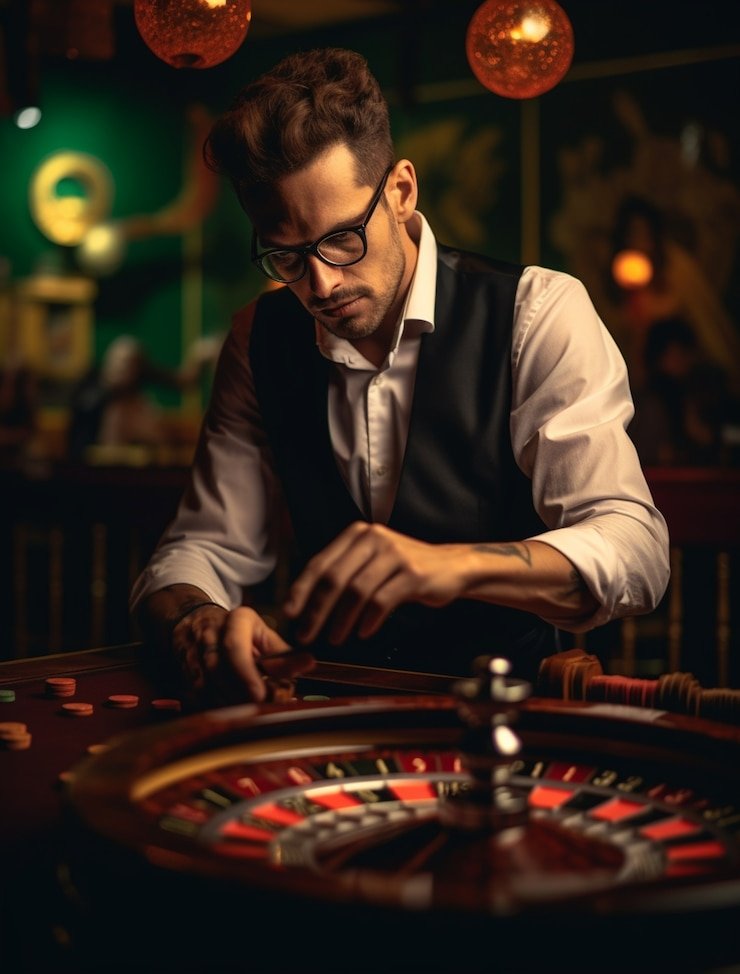 Roulette wheel with number grid